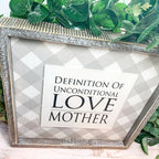 Unconditional Love Wood Sign 12x12 Framed Rustic Mother's Day Gift For Mom Definition Wall Decor BandsCo Straps