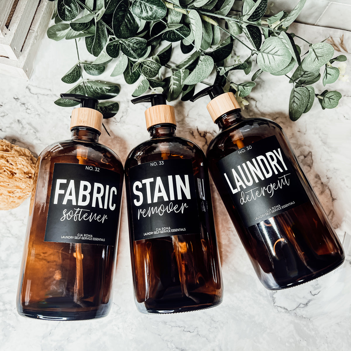 32 Oz Amber Glass Reusable Dispenser Bottle For Soap Laundry Mouthwash Refillable Pump Included BandsCo Straps