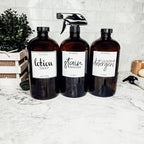 32 Oz Amber Glass Reusable Dispenser Bottle For Soap Laundry Mouthwash Refillable Pump Included BandsCo Straps
