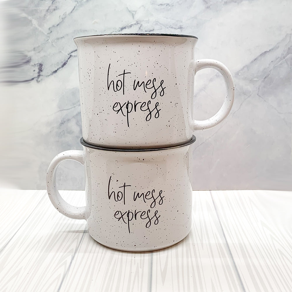 Hot Mess Express Oversized Campfire Mug Black Rim Limited Edition, Double-Sided BandsCo Straps