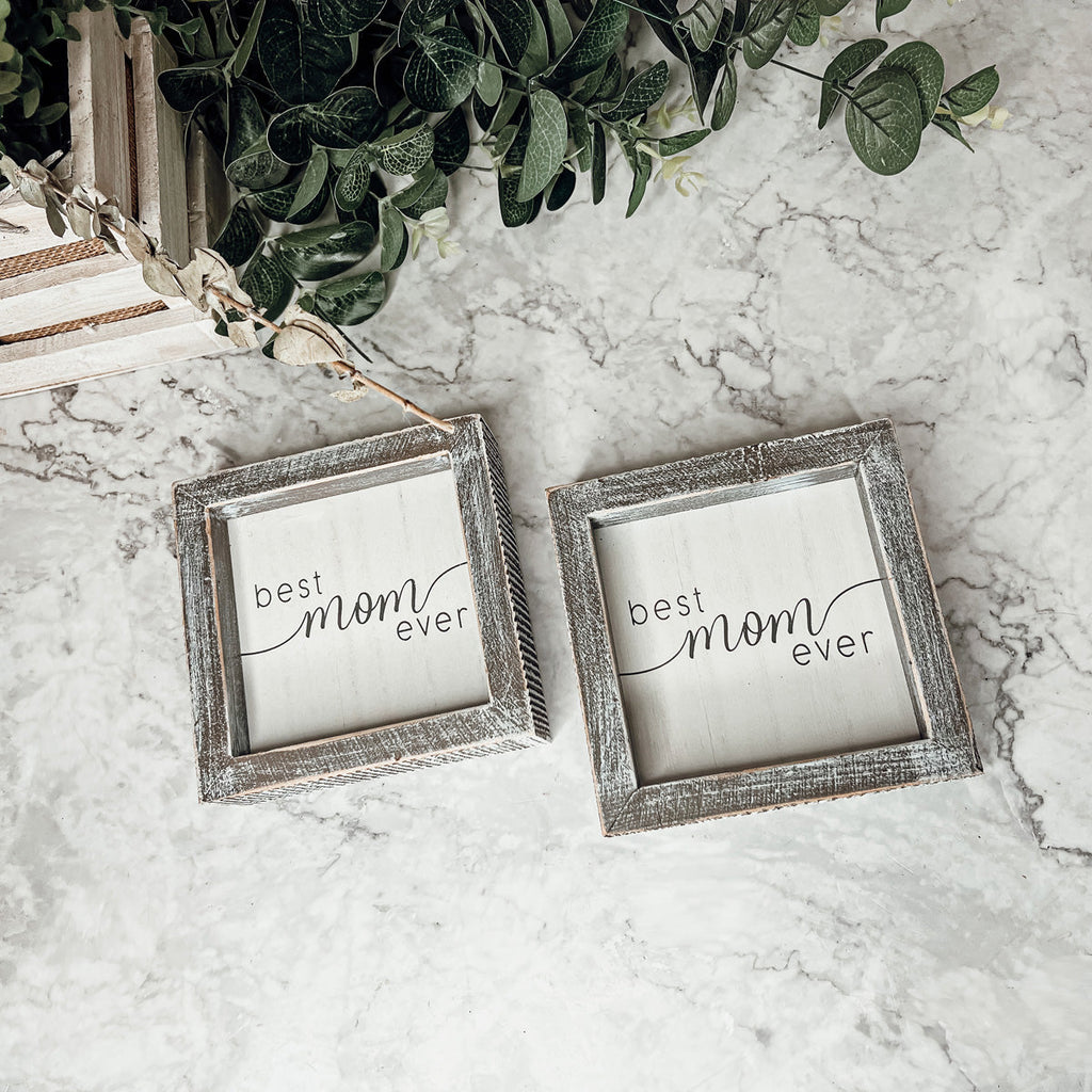 Best Mom Ever 5 Inch Wooden Wall Sign With Sentimental Quote Rustic Home Decor Gift BandsCo Straps