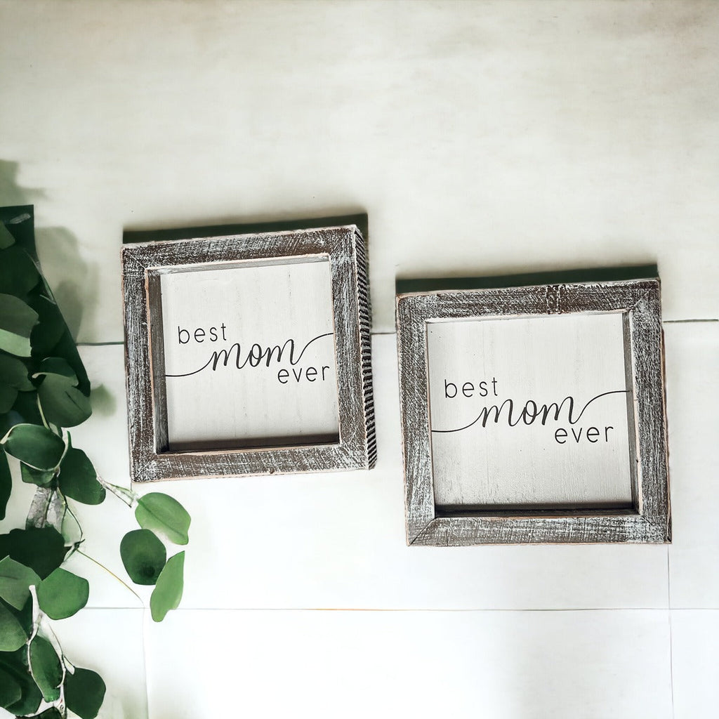 Best Mom Ever 5 Inch Wooden Wall Sign With Sentimental Quote Rustic Home Decor Gift BandsCo Straps