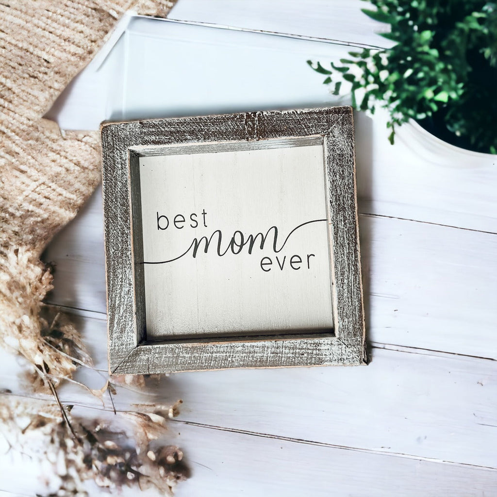 Best Mom Ever 5 Inch Wooden Wall Sign With Sentimental Quote Rustic Home Decor Gift BandsCo Straps