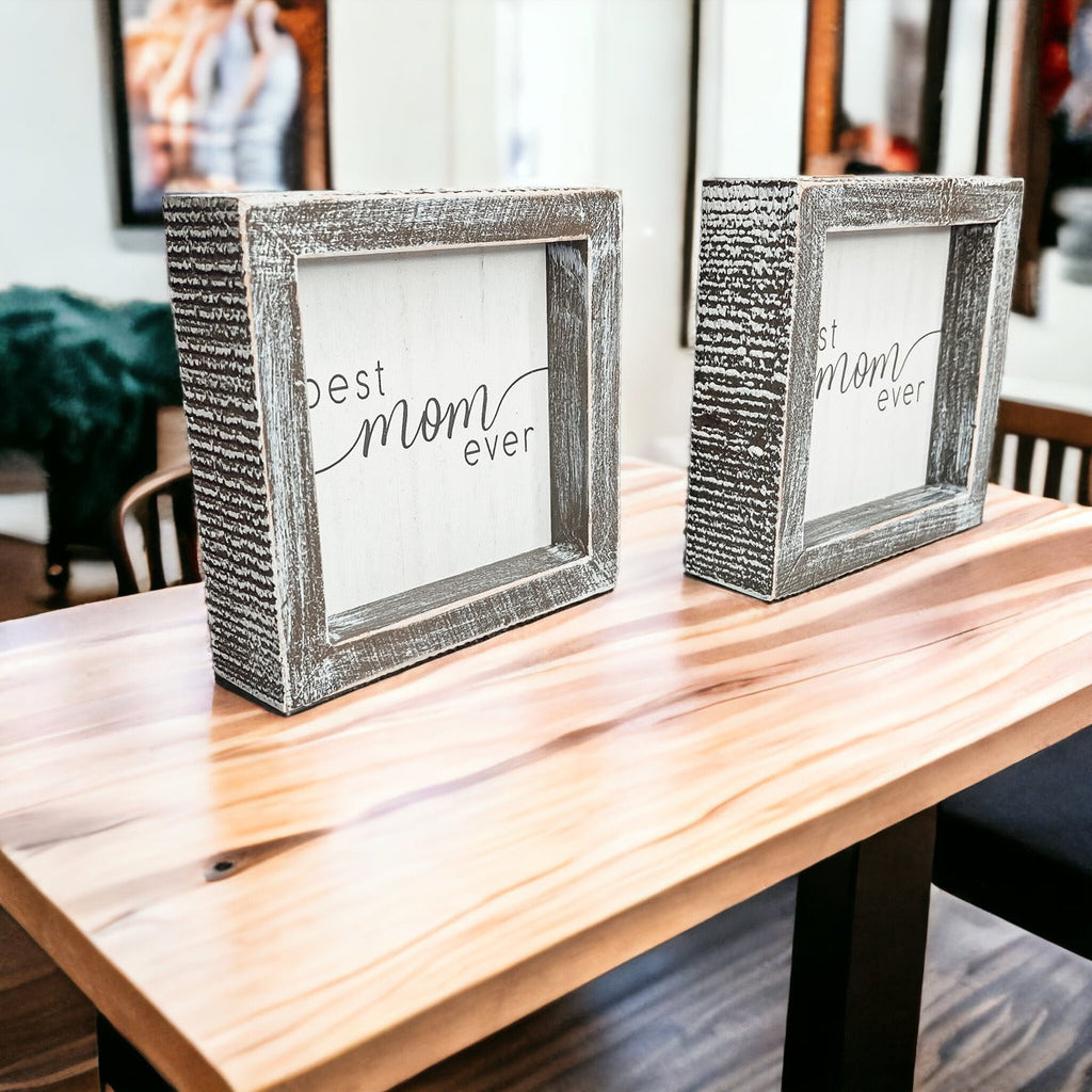 Best Mom Ever 5 Inch Wooden Wall Sign With Sentimental Quote Rustic Home Decor Gift BandsCo Straps