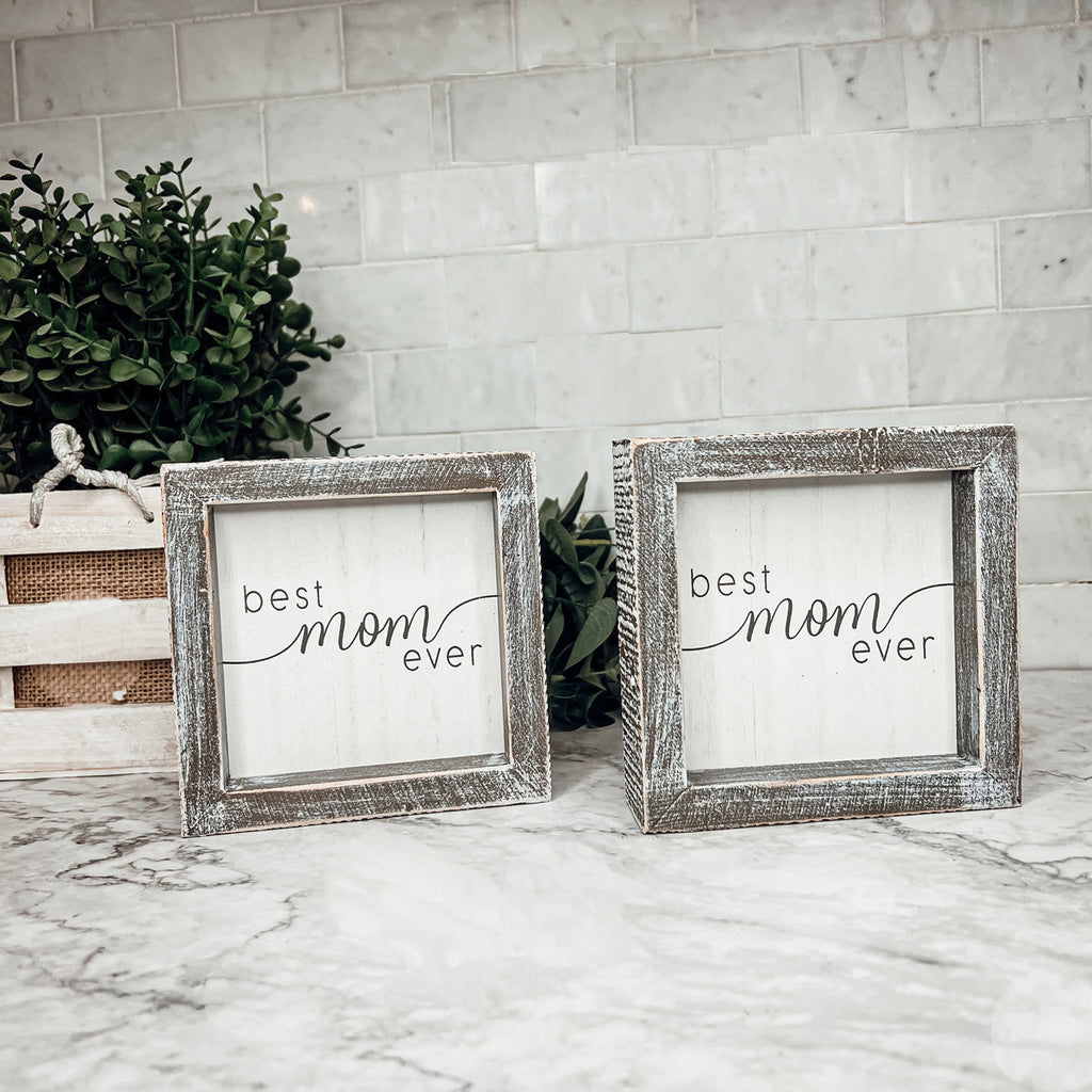 Best Mom Ever 5 Inch Wooden Wall Sign With Sentimental Quote Rustic Home Decor Gift BandsCo Straps
