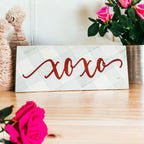 Handmade Thick Wood XOXO Sign Tabletop Shelf Mantel Valentines Decor Red Accent Rustic Home BandsCo Straps
