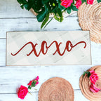 Handmade Thick Wood XOXO Sign Tabletop Shelf Mantel Valentines Decor Red Accent Rustic Home BandsCo Straps