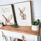 Hippity Hoppity Bunny Easter Home Decor Set Watercolor Bunny Sign Spring Mantel Rustic Farmhouse BandsCo Straps