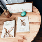 Hippity Hoppity Bunny Easter Home Decor Set Watercolor Bunny Sign Spring Mantel Rustic Farmhouse BandsCo Straps