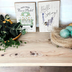 Hello Spring Wooden Block Sign Rustic Farmhouse Shelf Tabletop Decor BandsCo Straps