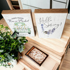 Hello Spring Wooden Block Sign Rustic Farmhouse Shelf Tabletop Decor BandsCo Straps