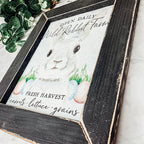Wild Rabbit Farms Easter Sign 8x10 Framed Rustic Farmhouse Spring Decor Open Daily Fresh Harvest BandsCo Straps
