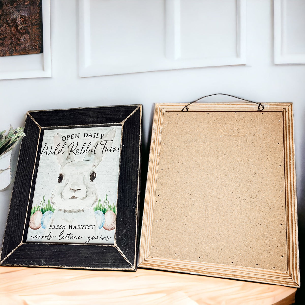 Wild Rabbit Farms Easter Sign 8x10 Framed Rustic Farmhouse Spring Decor Open Daily Fresh Harvest BandsCo Straps