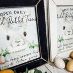 Wild Rabbit Farms Easter Sign 8x10 Framed Rustic Farmhouse Spring Decor Open Daily Fresh Harvest BandsCo Straps