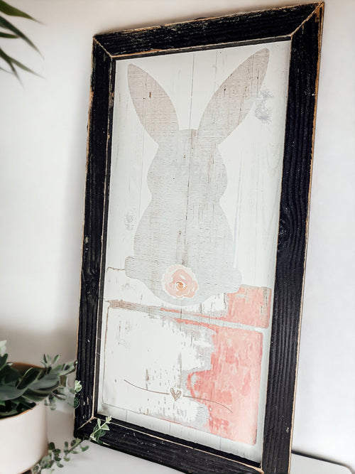 Bunny Tail Rustic Farmhouse Wooden Sign 24x12 Inch Spring Easter Decor Farmhouse Wall Hanging BandsCo Straps