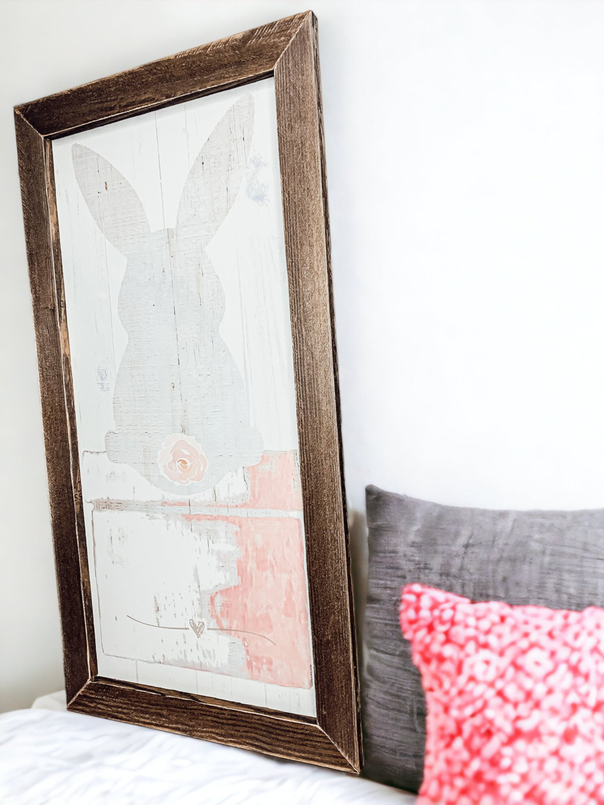 Bunny Tail Rustic Farmhouse Wooden Sign 24x12 Inch Spring Easter Decor Farmhouse Wall Hanging BandsCo Straps