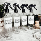16oz Plastic Spray Bottles With White Or Black Waterproof Labels BandsCo Straps