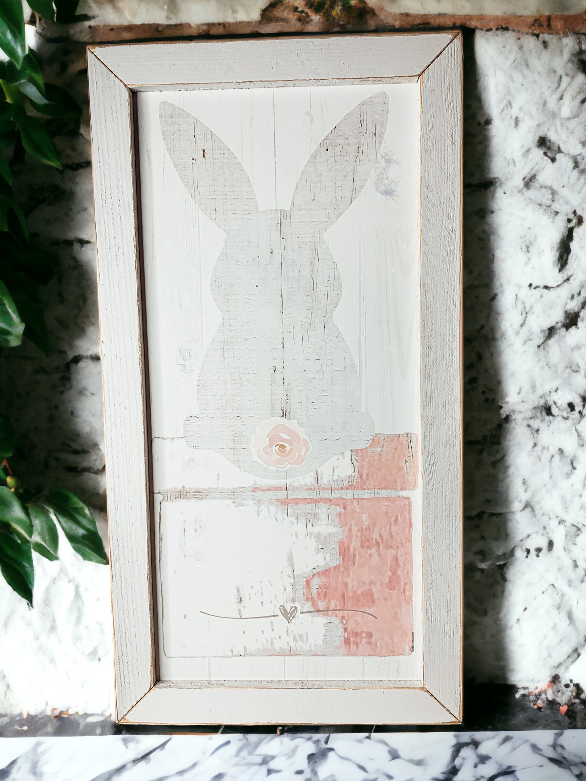 Bunny Tail Rustic Farmhouse Wooden Sign 24x12 Inch Spring Easter Decor Farmhouse Wall Hanging BandsCo Straps