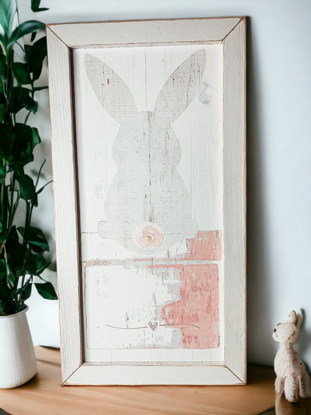 Bunny Tail Rustic Farmhouse Wooden Sign 24x12 Inch Spring Easter Decor Farmhouse Wall Hanging BandsCo Straps