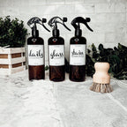 16oz Plastic Spray Bottles With White Or Black Waterproof Labels BandsCo Straps