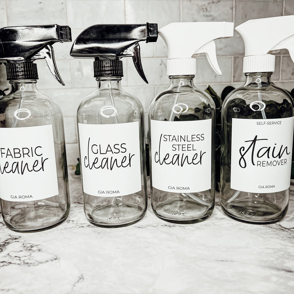 16oz Boston Round Glass Refillable Cleaning Bottles For Soap Lotion Dispensers BandsCo Straps