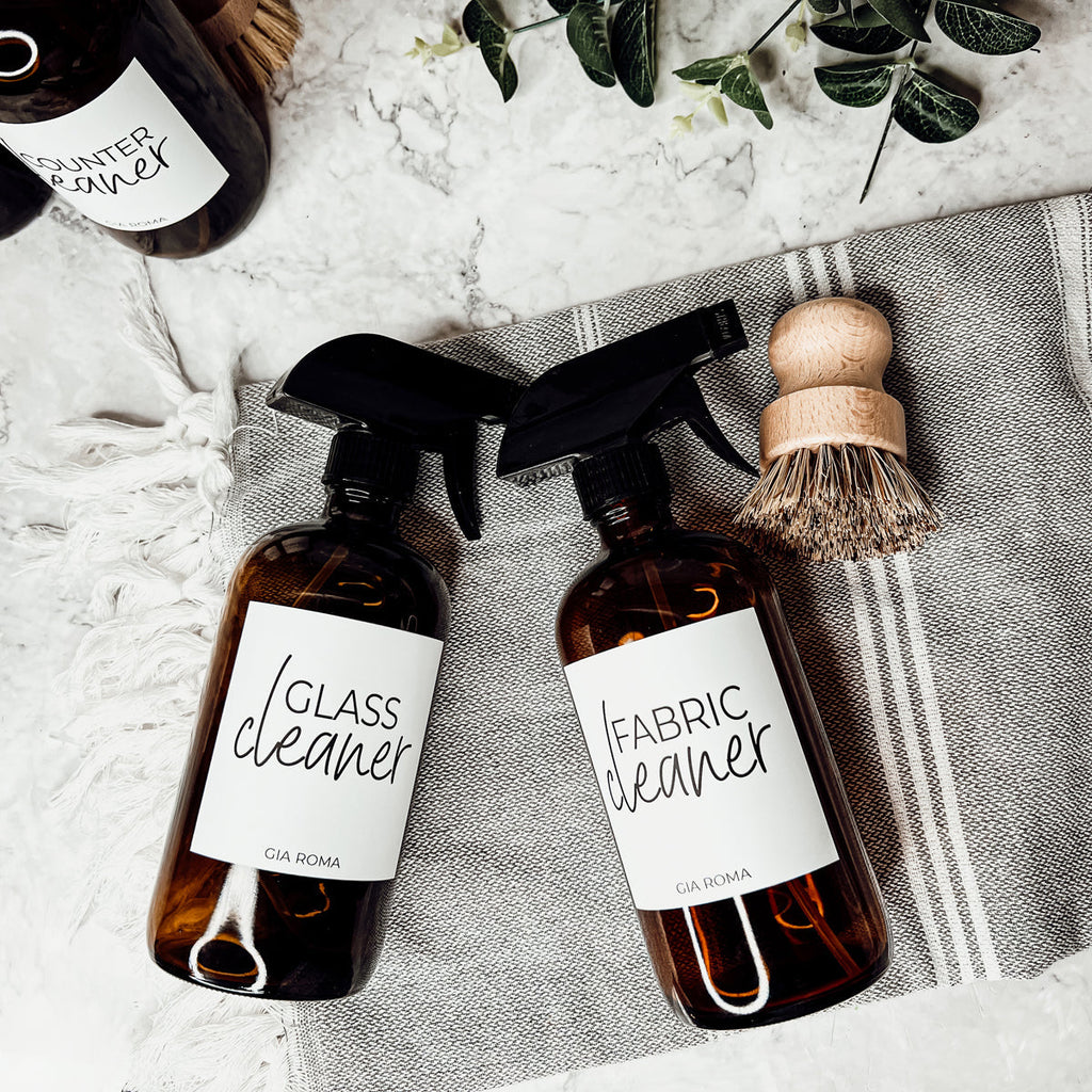 16oz Boston Round Glass Refillable Cleaning Bottles For Soap Lotion Dispensers BandsCo Straps