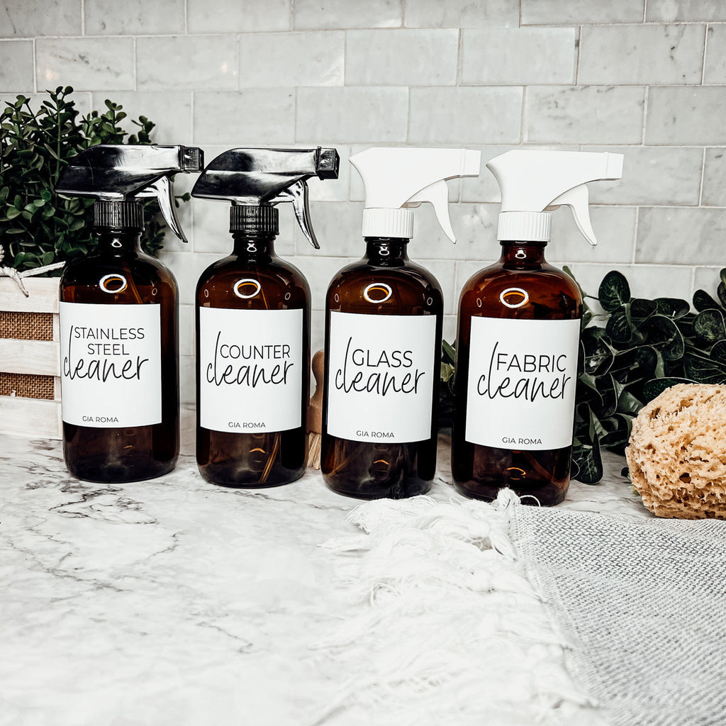 16oz Boston Round Glass Refillable Cleaning Bottles For Soap Lotion Dispensers BandsCo Straps