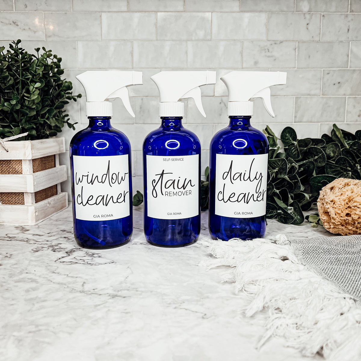 16oz Boston Round Glass Refillable Cleaning Bottles For Soap Lotion Dispensers BandsCo Straps