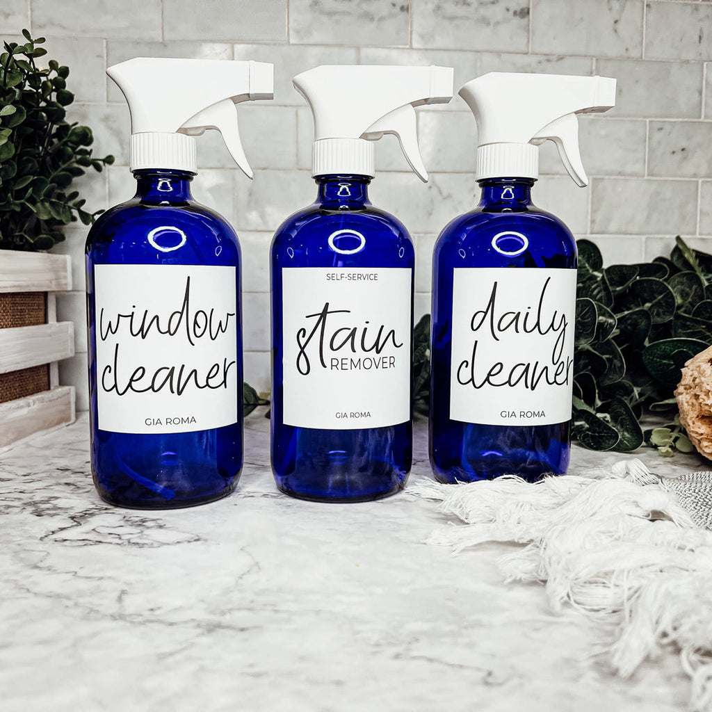 16oz Boston Round Glass Refillable Cleaning Bottles For Soap Lotion Dispensers BandsCo Straps