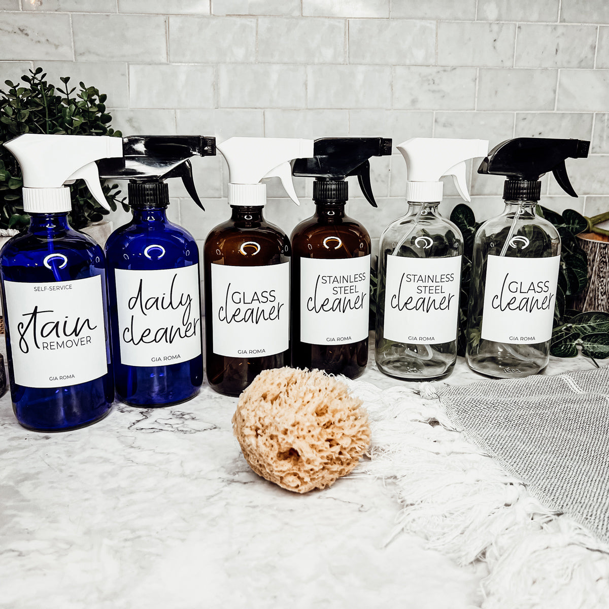 16oz Boston Round Glass Refillable Cleaning Bottles For Soap Lotion Dispensers BandsCo Straps