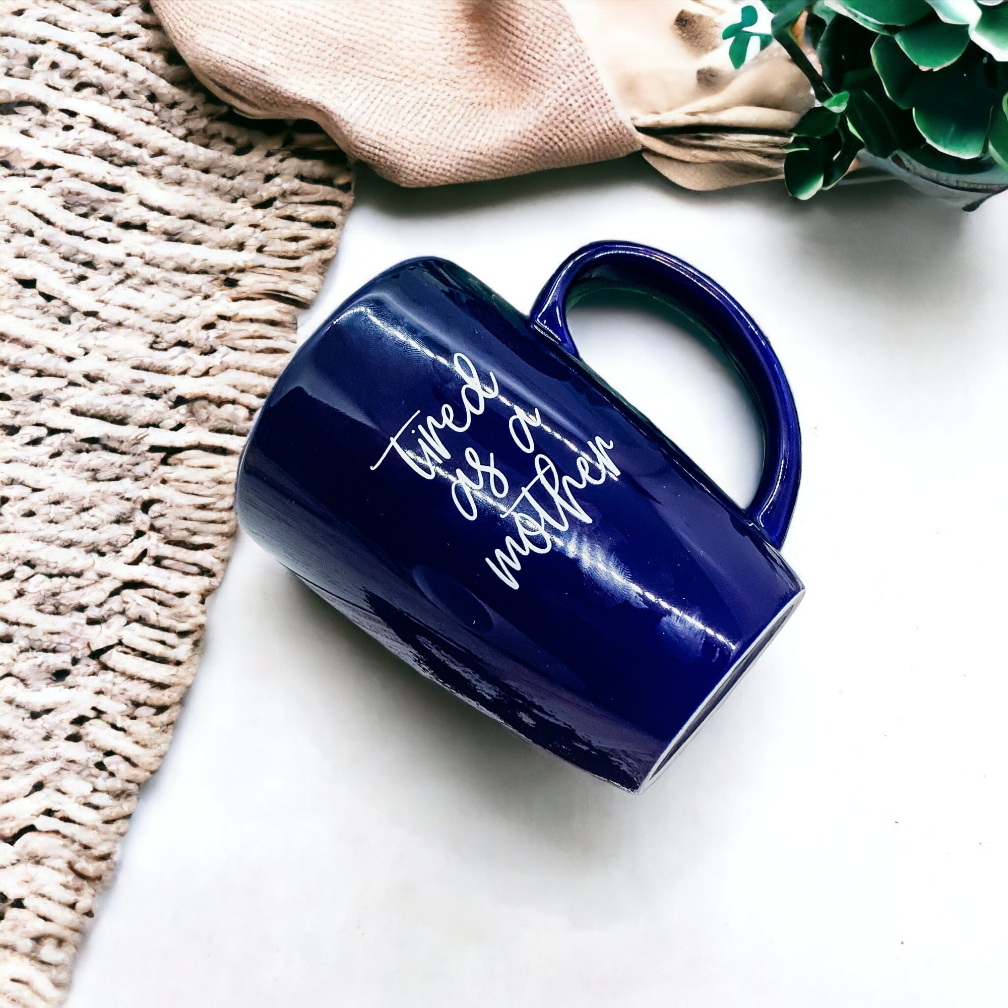 Tired As A Mother Grande Limited Edition Round 2 Mug Gift For Mom Navy Royal Blue Or White BandsCo Straps