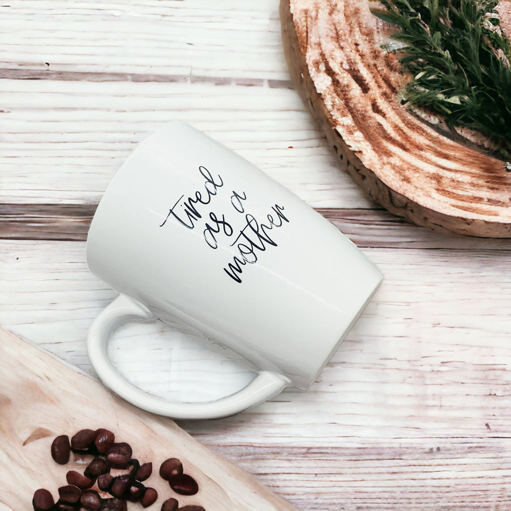 Tired As A Mother Grande Limited Edition Round 2 Mug Gift For Mom Navy Royal Blue Or White BandsCo Straps