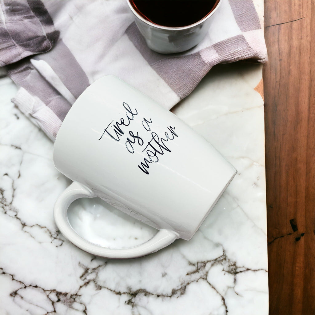 Tired As A Mother Grande Limited Edition Round 2 Mug Gift For Mom Navy Royal Blue Or White BandsCo Straps