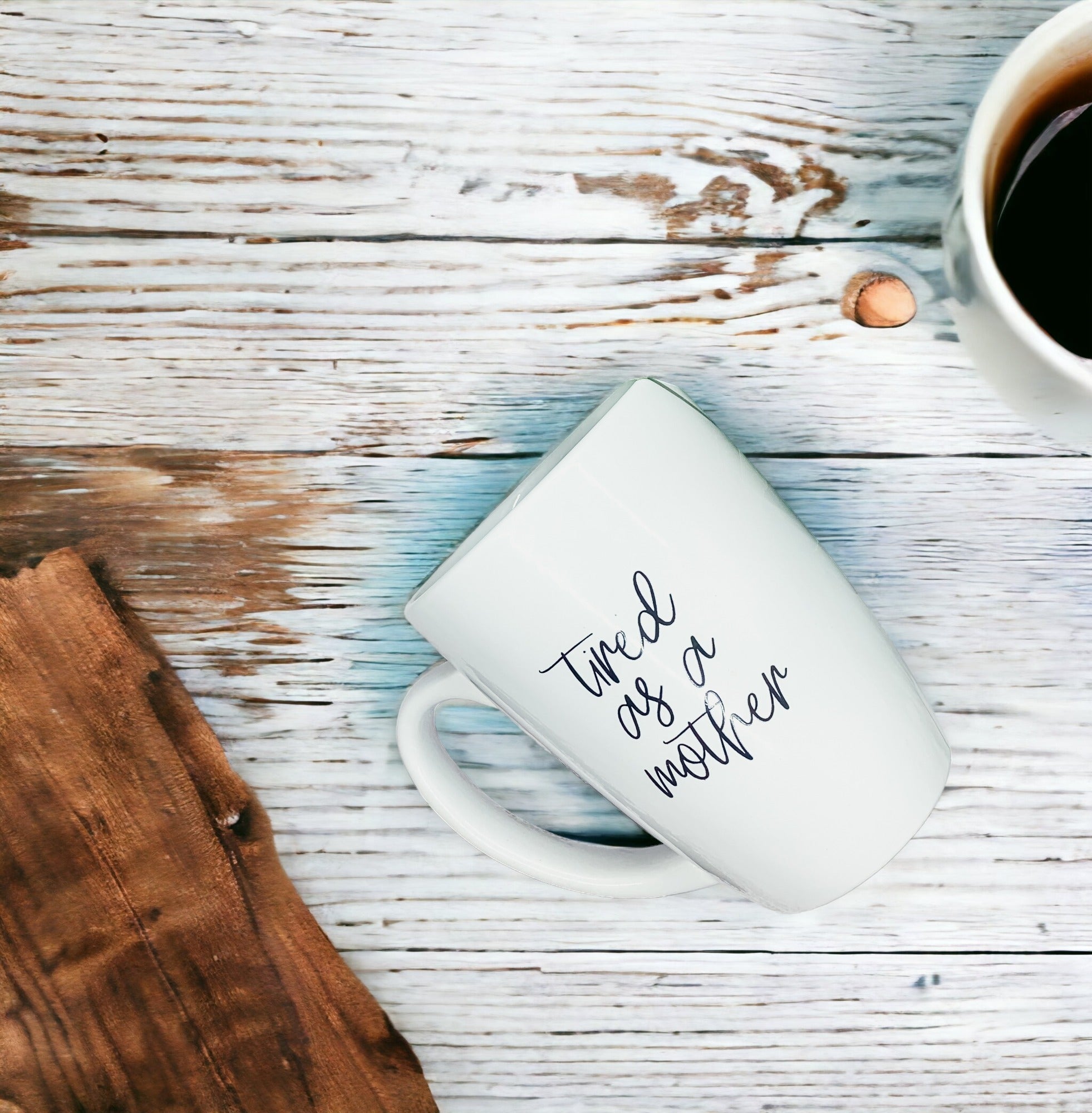 Tired As A Mother Grande Limited Edition Round 2 Mug Gift For Mom Navy Royal Blue Or White BandsCo Straps