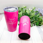 Pink Travel Mug 18oz Stainless Steel Tired As A Mother Insulated Coffee Tumbler Gift For Mom BandsCo Straps