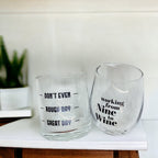 Whiskey Or Wine Stemless Glass Gift Set With Funny Barware Saying And Gift Box For Wine Lovers BandsCo Straps