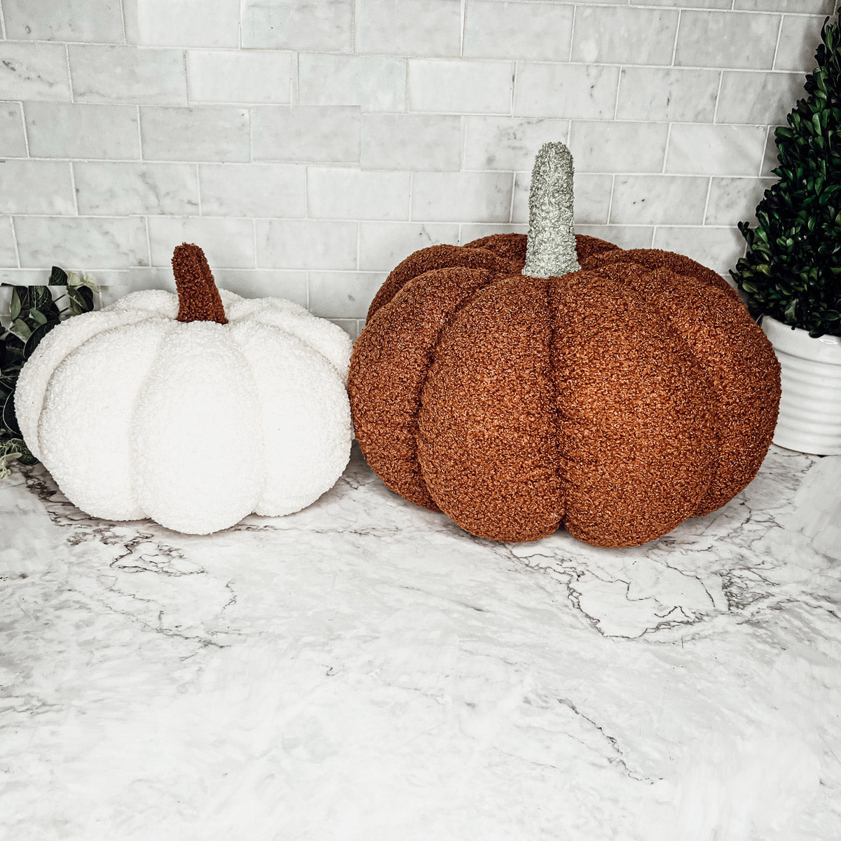 Plush Pumpkin Pillow Decorative Throw Handmade Fall Pumpkin Cuddle Cushion BandsCo Straps
