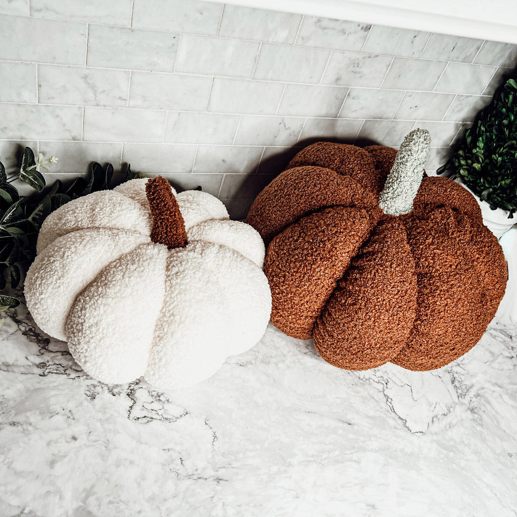 Plush Pumpkin Pillow Decorative Throw Handmade Fall Pumpkin Cuddle Cushion BandsCo Straps