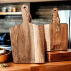 Acacia Charcuterie Boards Set Of 4 8x4.5in Small Serving Boards With Jute Hangs BandsCo Straps