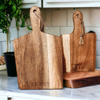 Acacia Charcuterie Boards Set Of 4 8x4.5in Small Serving Boards With Jute Hangs BandsCo Straps