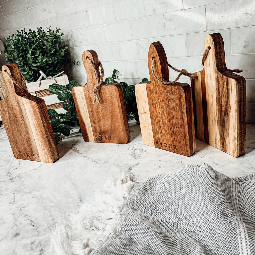 Acacia Charcuterie Boards Set Of 4 8x4.5in Small Serving Boards With Jute Hangs BandsCo Straps