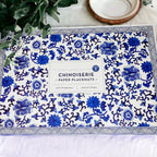 Chinoiserie Placemats Set Of 4 - Elegant Asian Floral Vinyl Placemats, Easy BandsCo Straps