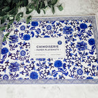 Chinoiserie Placemats Set Of 4 - Elegant Asian Floral Vinyl Placemats, Easy BandsCo Straps