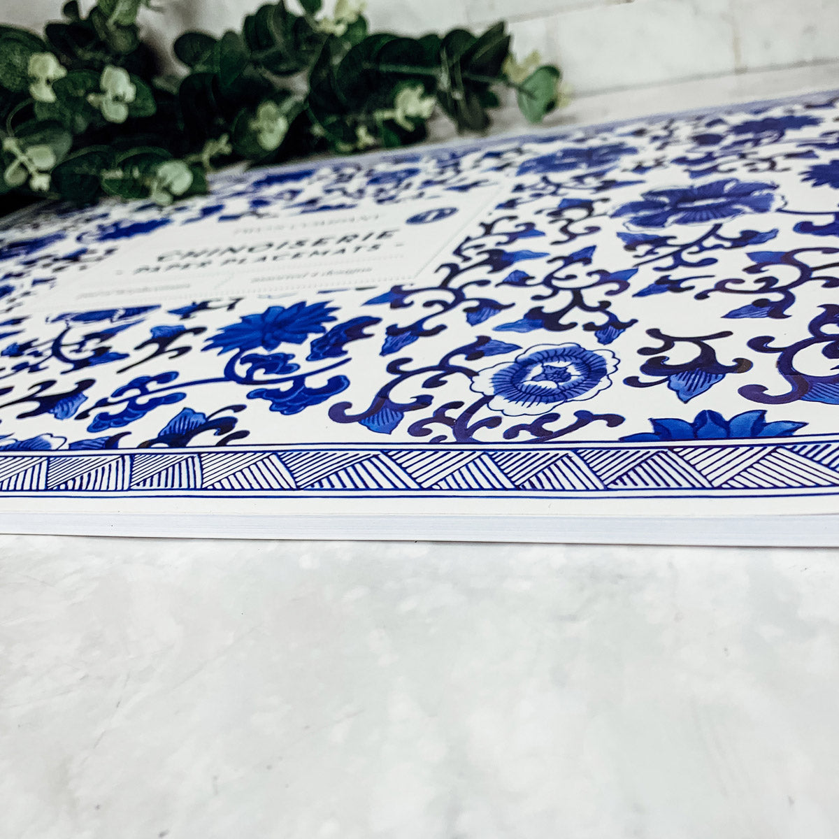 Chinoiserie Placemats Set Of 4 - Elegant Asian Floral Vinyl Placemats, Easy BandsCo Straps