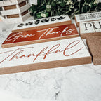 Give Thanks Rustic Wall Sign Set 10x4x1 Inch, Rust Background White Script, Single Or 2-Pack BandsCo Straps