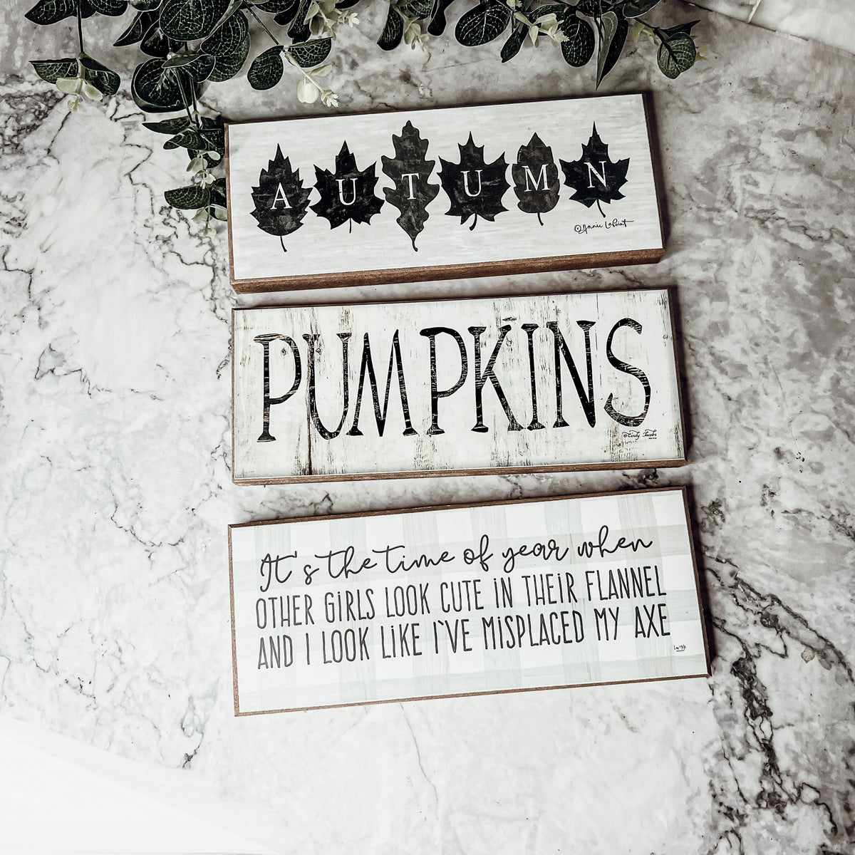 Misplaced Axe Funny Fall Winter Wood Sign 10x4 Rustic Gingham Flannel Wall Decor Gift BandsCo Straps
