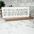 Misplaced Axe Funny Fall Winter Wood Sign 10x4 Rustic Gingham Flannel Wall Decor Gift BandsCo Straps