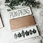 Pumpkins Wood Sign Rustic Fall Halloween Tabletop Shelf Mantel Decor 10x4x1 BandsCo Straps