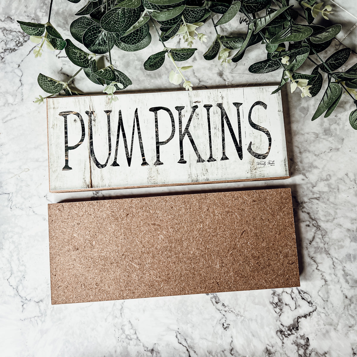 Pumpkins Wood Sign Rustic Fall Halloween Tabletop Shelf Mantel Decor 10x4x1 BandsCo Straps