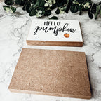 Hello Pumpkin Rustic Wood Sign 6x4 Fall Home Decor Off White Black Script BandsCo Straps